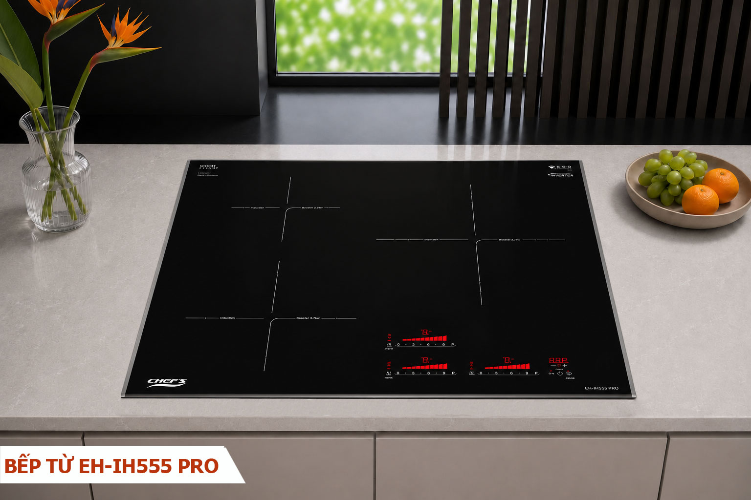 Bếp từ Chef's 3 v&ugrave;ng nấu EH-IH555 PRO