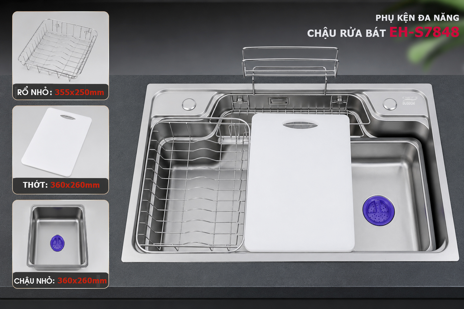 Phụ kiện đa năng chậu rửa bát Chef's EH-S7848