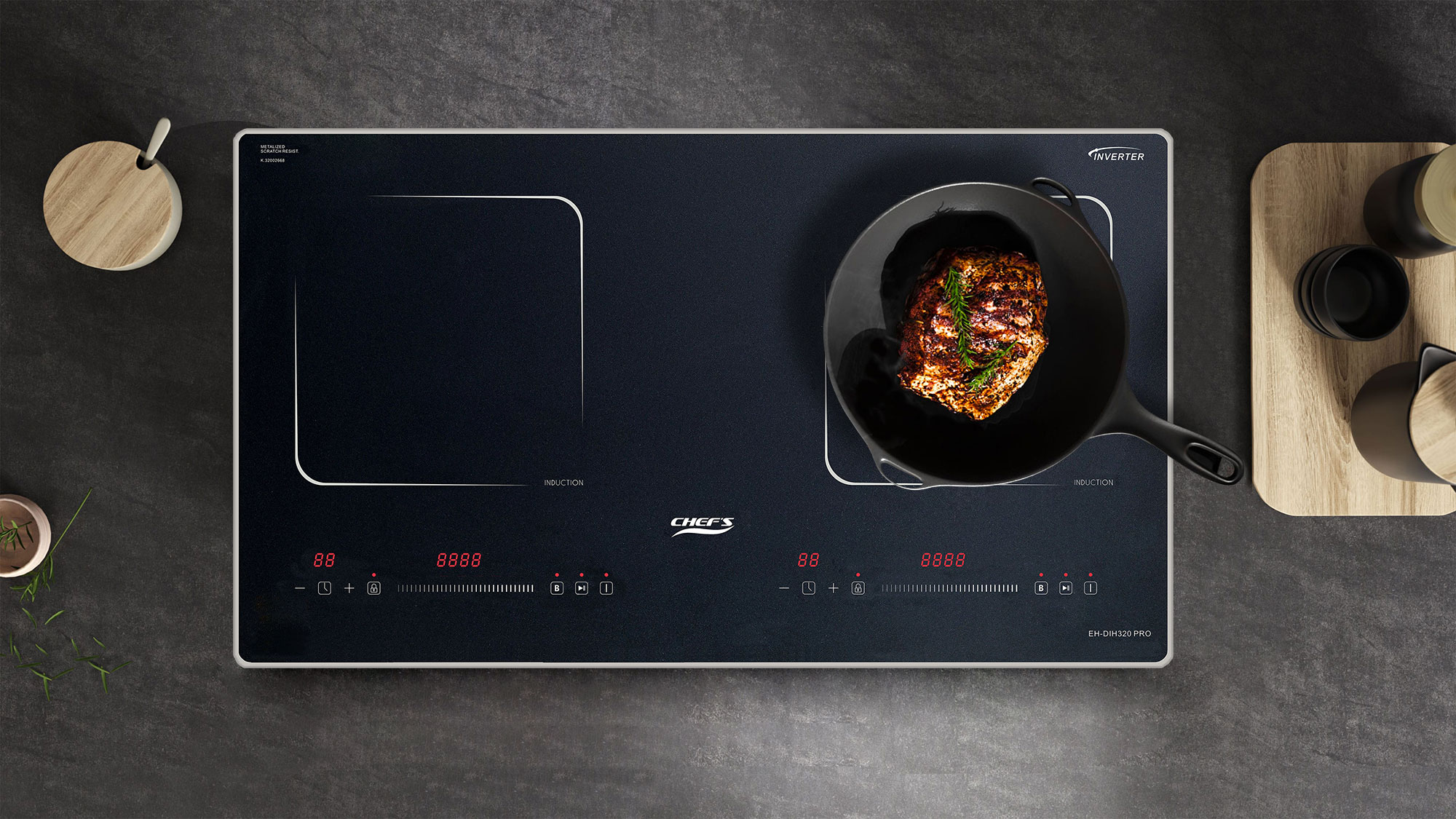 Bếp từ Chef's EH-DIH320 Pro nổi bật với mặt k&iacute;nh si&ecirc;u chống xước