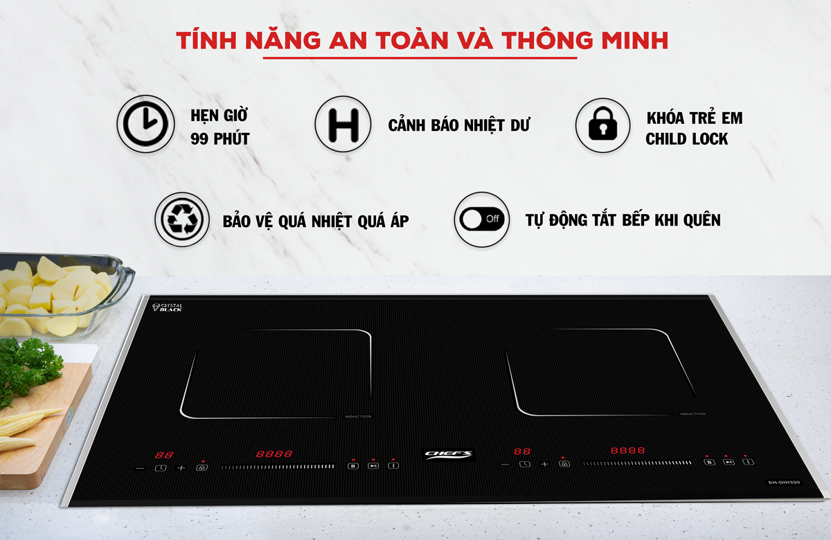 tính năng an toàn trên bếp từ chef's eh-dih320