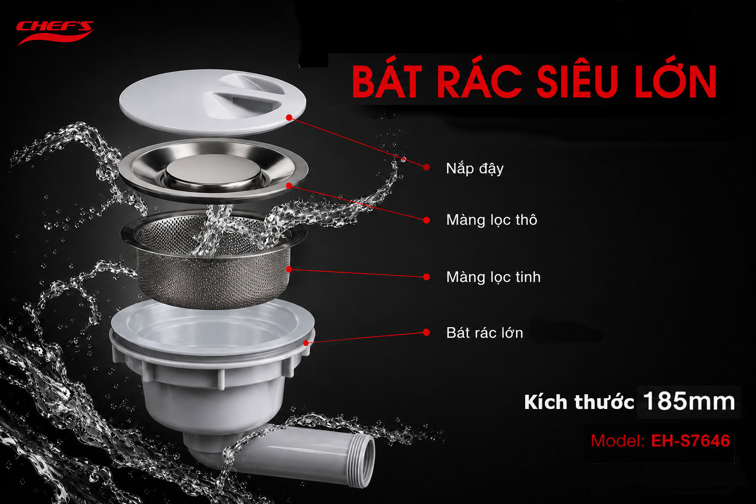 Bát rác của chậu rửa bát Chef's EH-S7646