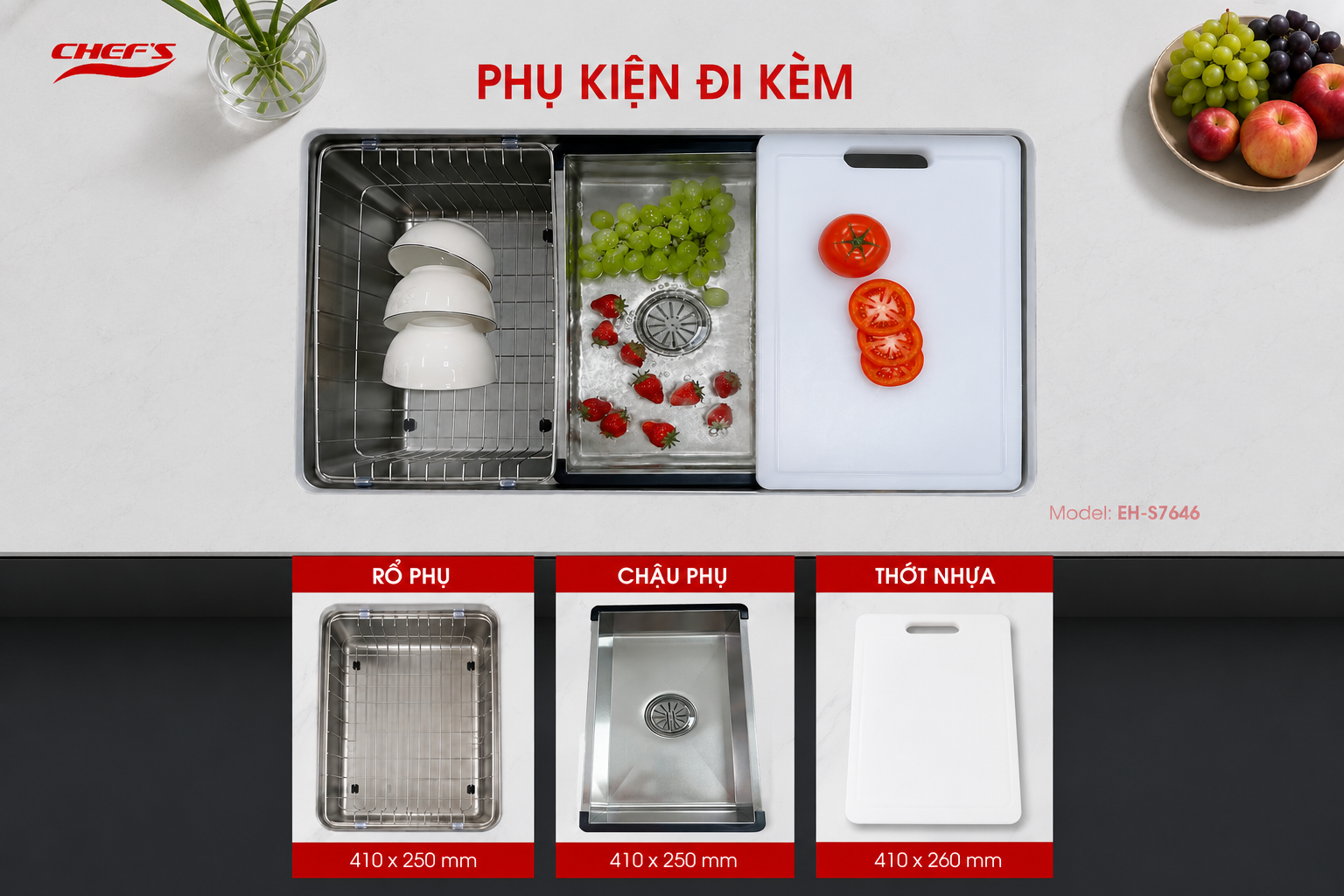 Phụ kiện của chậu rửa bát Chef's EH-S7646