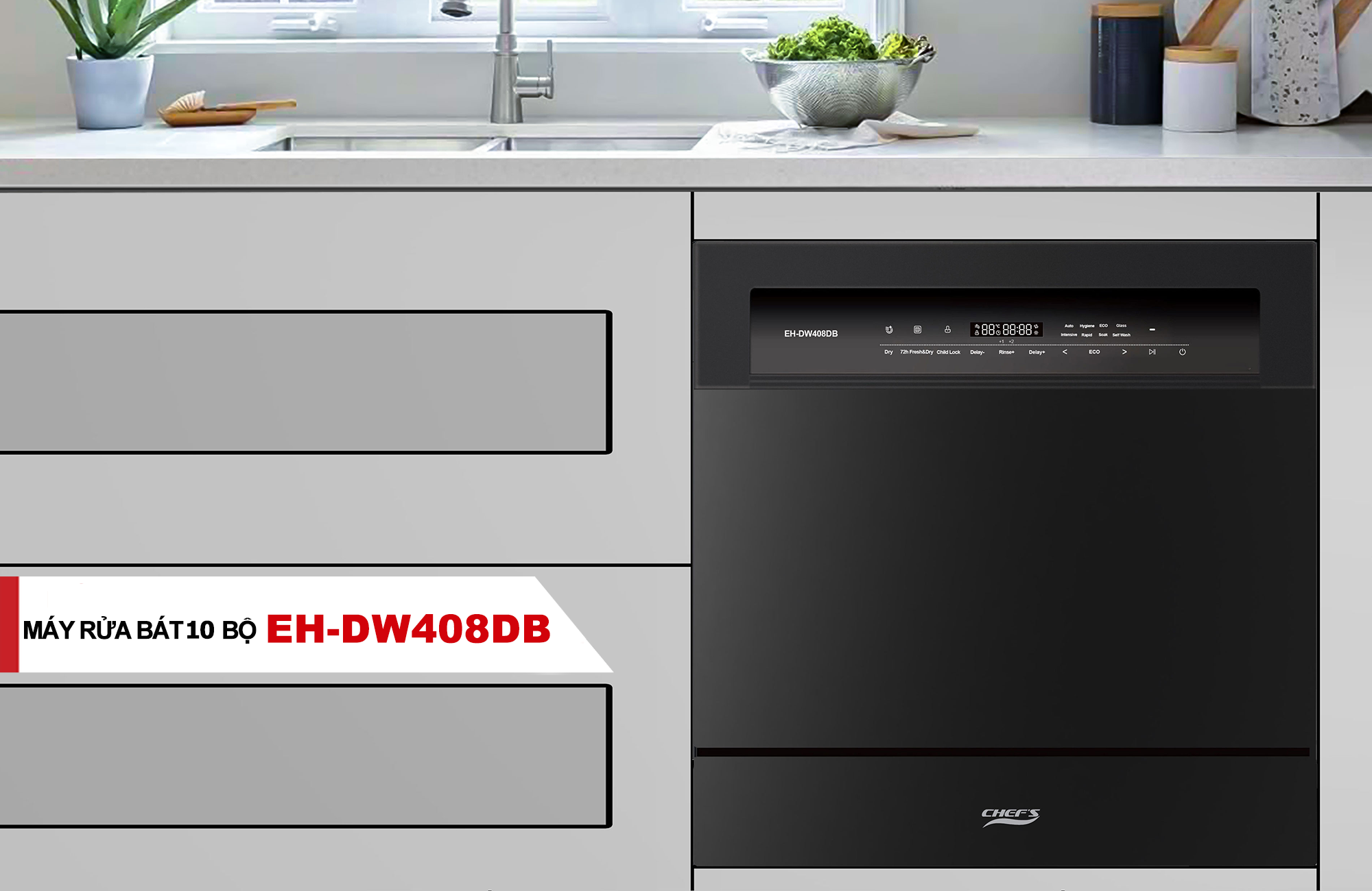 máy rửa bát 10 bộ chef's eh-dw408db