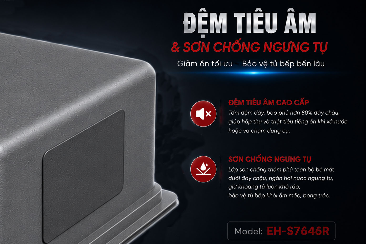 Đệm ti&ecirc;u &acirc;m chống ồn của chậu rửa b&aacute;t Chef's