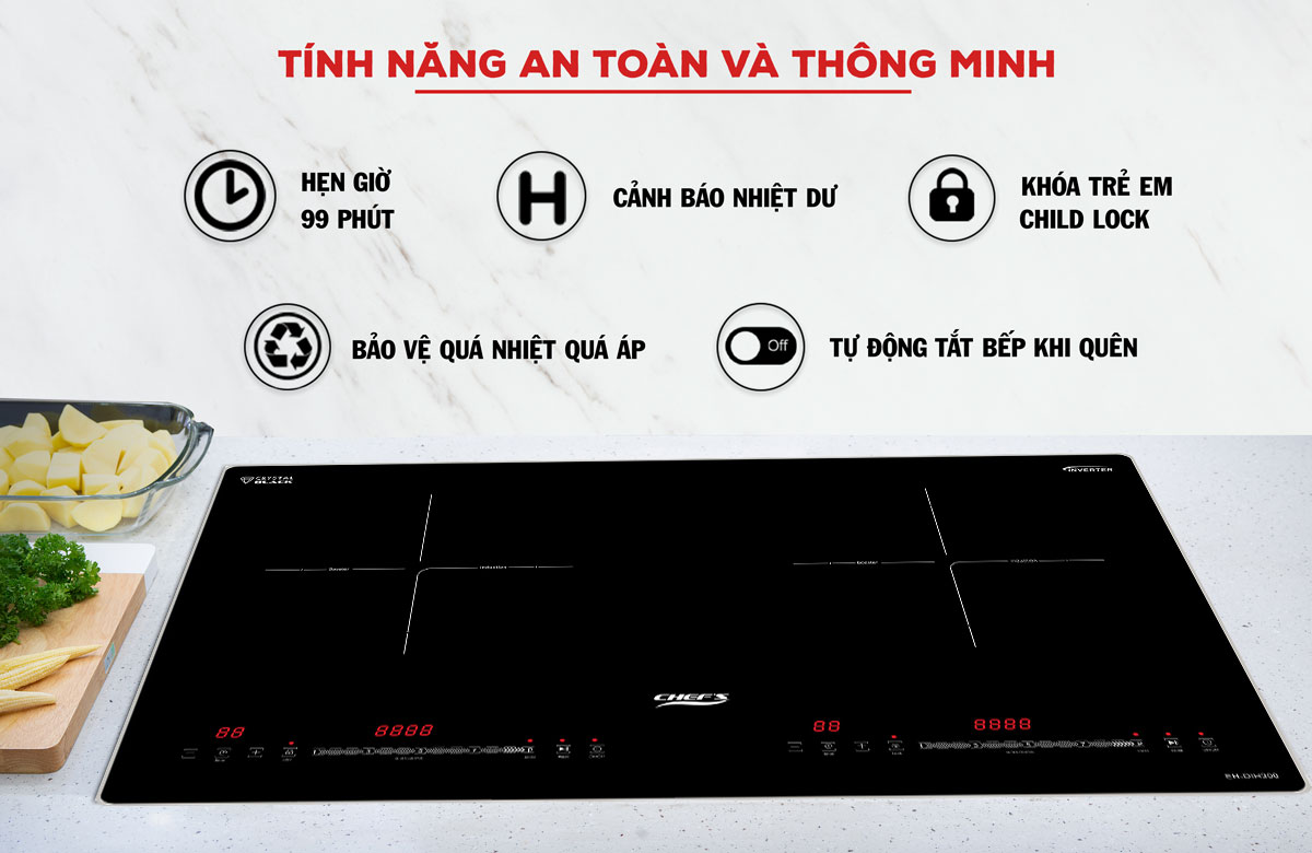 T&iacute;nh năng an to&agrave;n tr&ecirc;n bếp Chef's EH-DIH300
