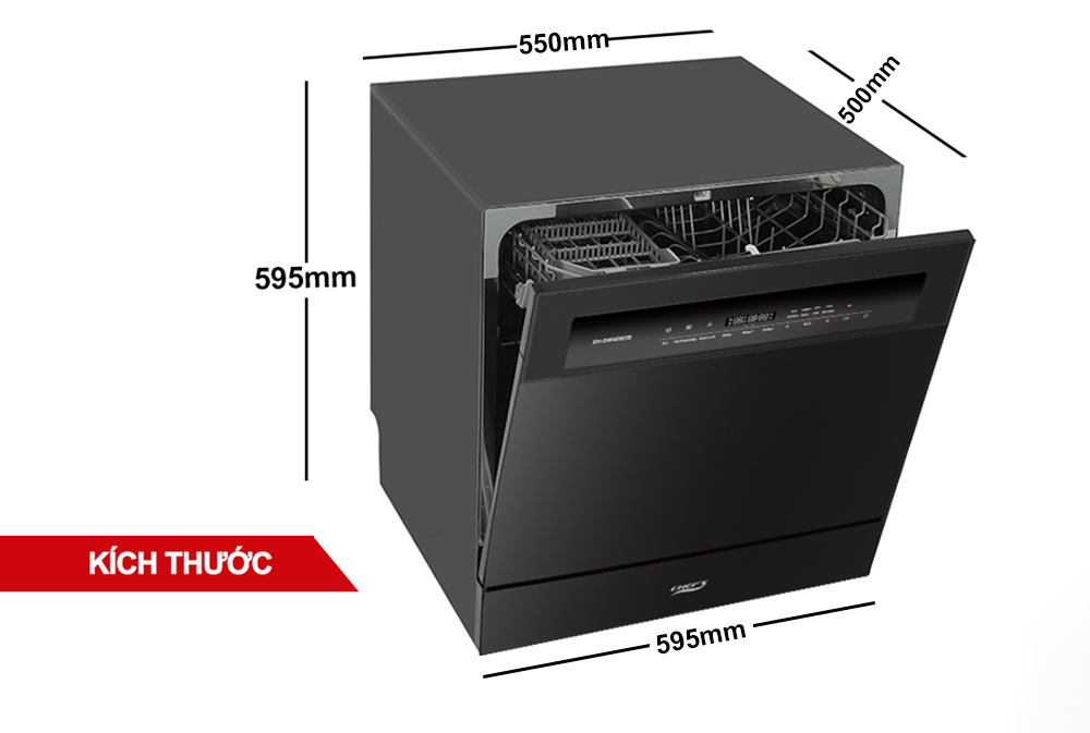 kích thước máy rửa bát chef's eh-dw408db