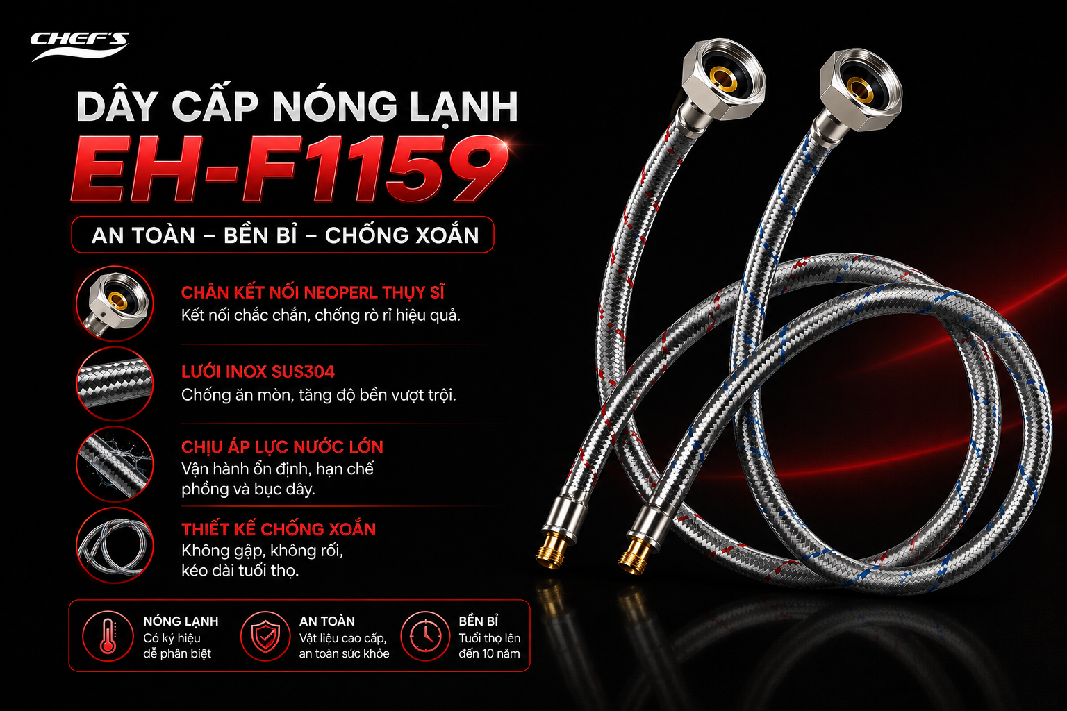 D&acirc;y cấp n&oacute;ng lạnh Neoperl Thụy Sĩ