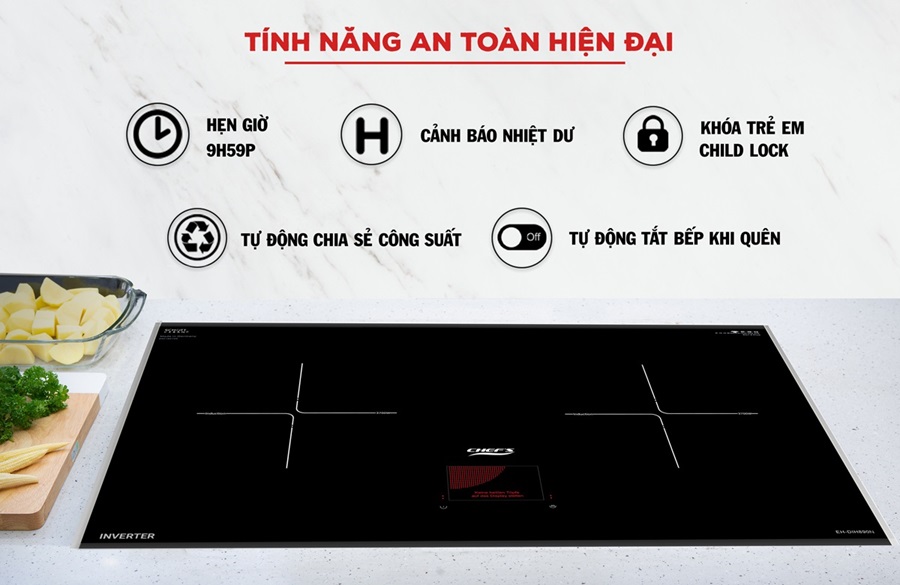 Bếp từ Đôi Chef's EH-DIH890N có nhiều tính năng an toàn