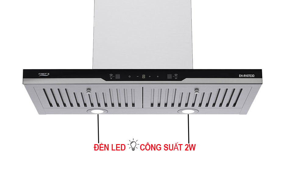 Đèn led trên hút mùi EH-R107E3D có công suất 2W