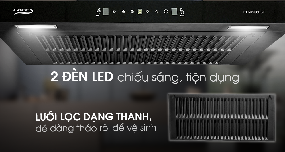 Đèn Led sáng ấm của máy hút mùi EH-R908E3T