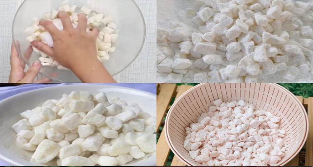 Tạo lớp áo bột cho cùi bưởi