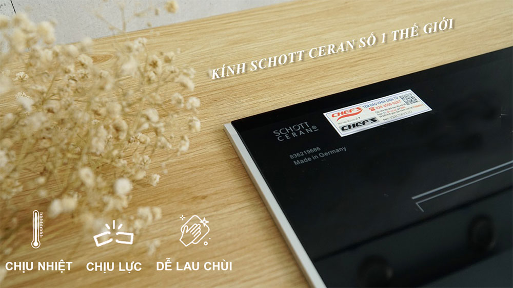 Kính Schott Ceran trên bếp Chef's EH-DIH836