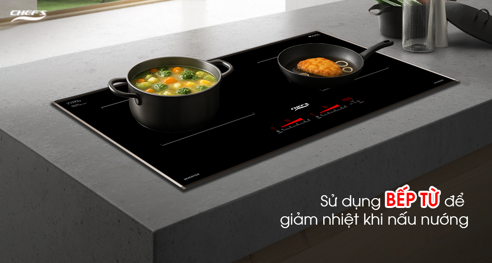 Sử dụng bếp từ thay bếp ga để giảm nhiệt khi nấu