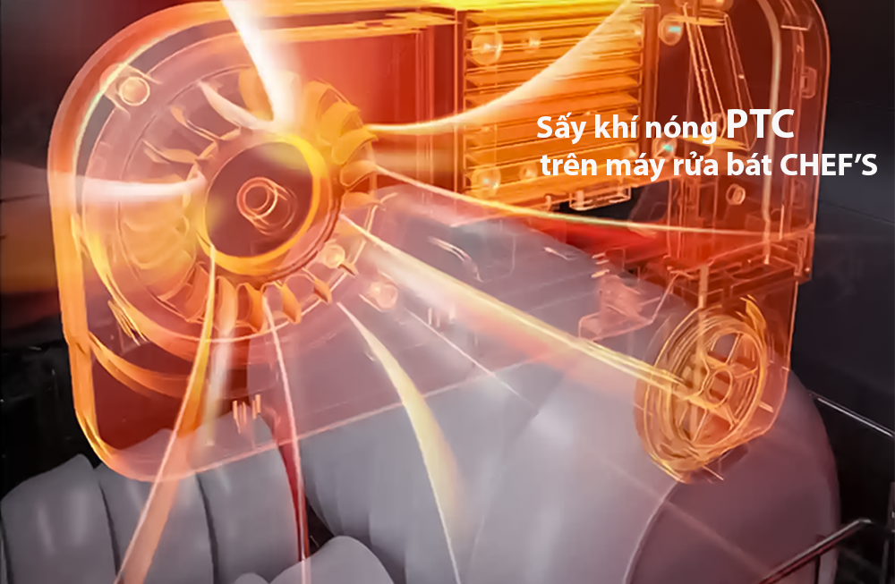 Ứng dụng sấy PTC trên máy rửa bát Chef's