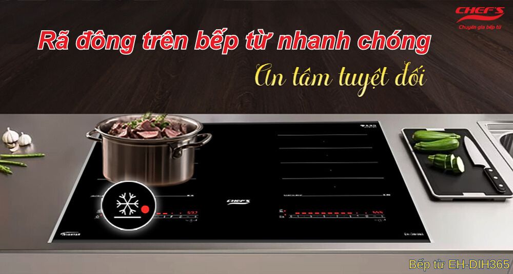 Rã đông trên bếp từ chef's an toàn nhanh chóng