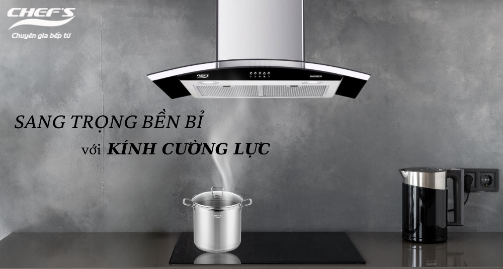 Máy hút mùi kiểu kính cong