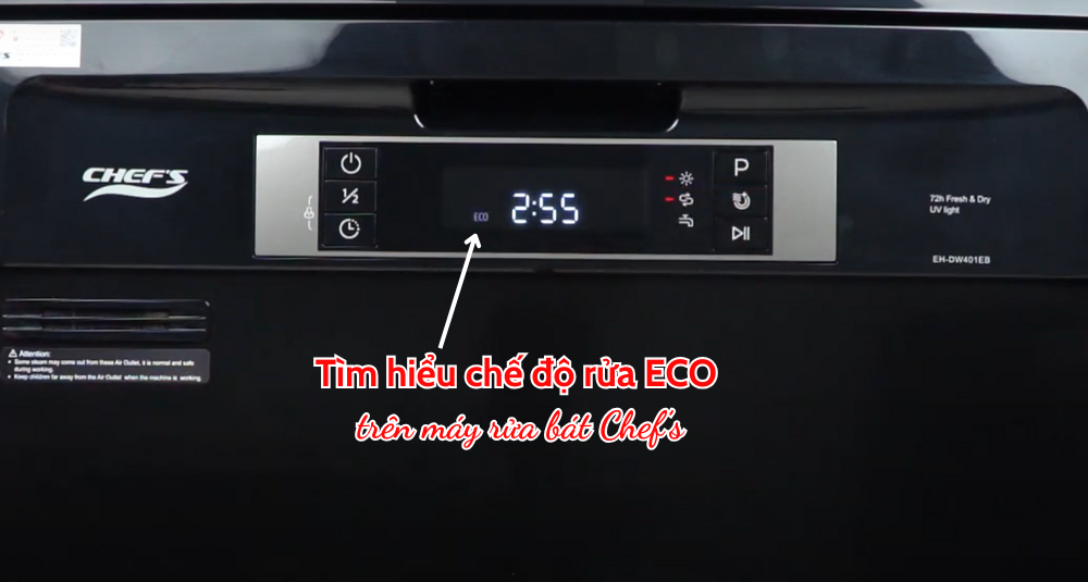 chế độ rửa bát eco trên máy EH-DW401EB
