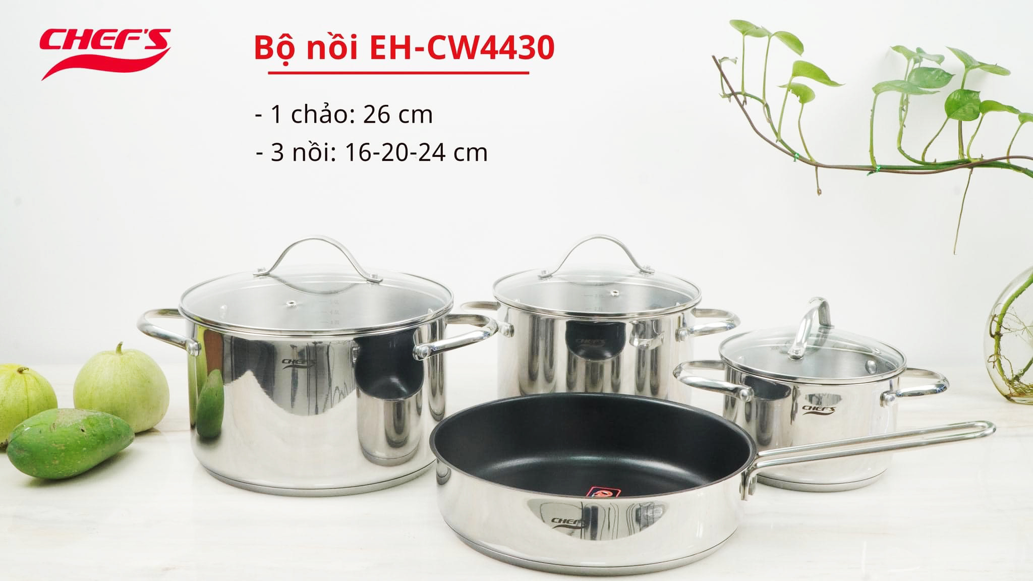Chef's EH-CW4430 Bộ nồi bếp từ phù hợp cho mọi gia đình