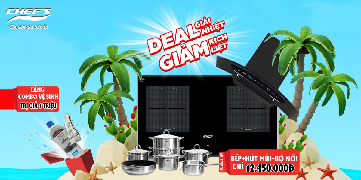 Khuyến mại Combo bếp từ + hút mùi + bộ nồi Chef's