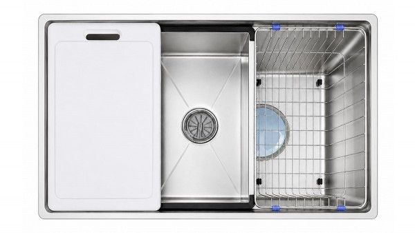 Chậu rửa bát một hố Chef's EH-S7646R phủ nano Silver vân núi lửa chống xước vượt trội